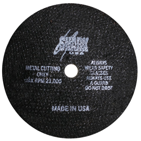 Shark Industries Cut-off Wheels, Type 1, 3 in Dia, 1/16 in Thick, 3/8 in Arbor Hole Size, Aluminum Oxide, 54 Grit 45-100 - main